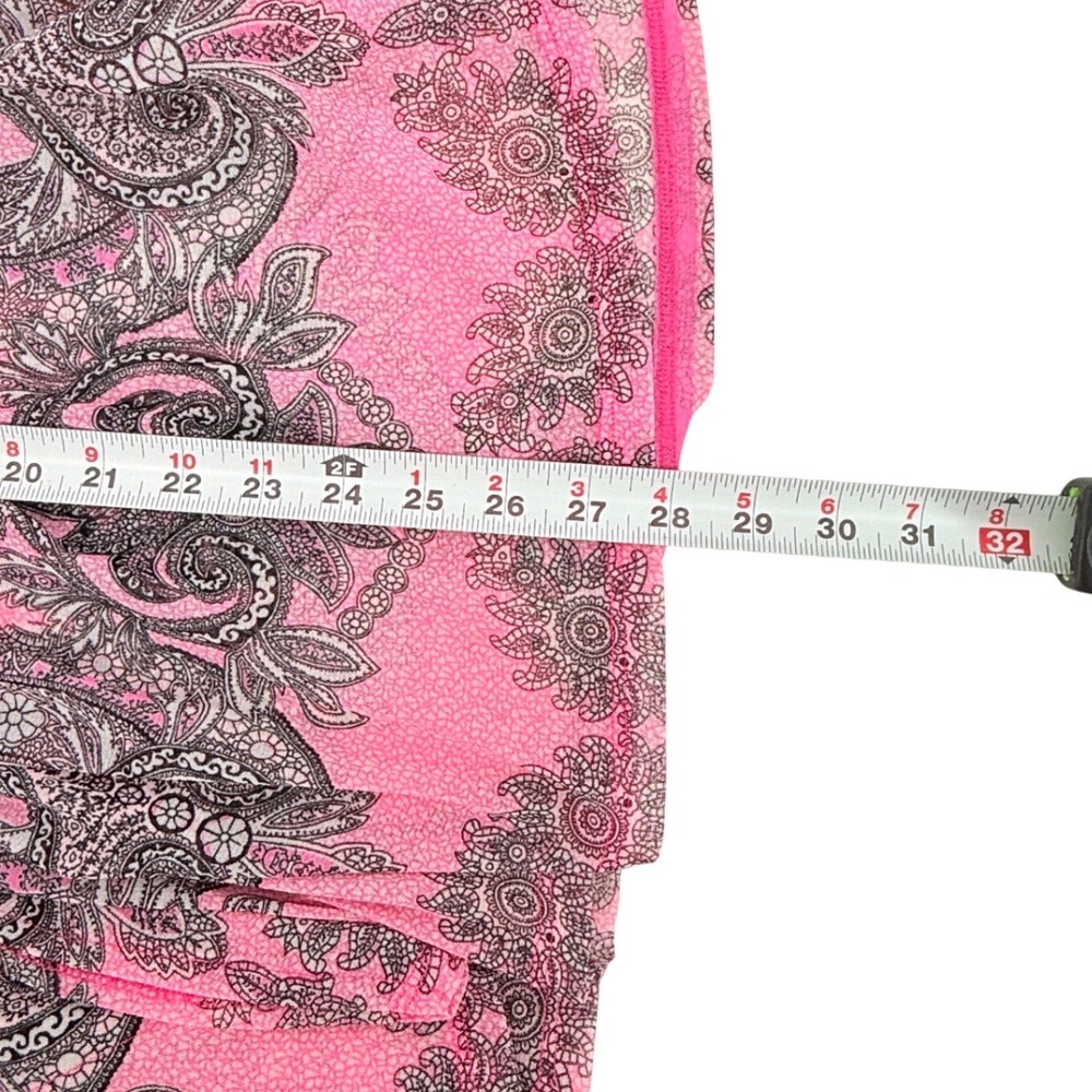 INC International Concepts Hot Pink Paisley Mesh Kaftan‎ Top V-Neck Plus 2X - Picture 7 of 7